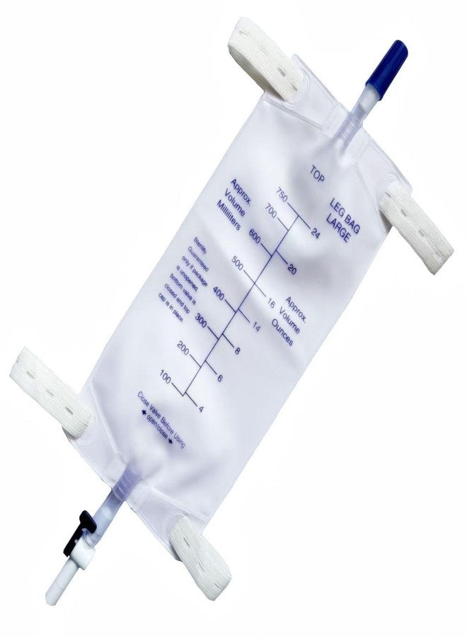 lifevv 4 Pack 750ml Catheter Leg Bag Urinary Drainage Bag, Anti-Reflux Valve, Cloth Straps,Easy Lever Outlet Tap,Effective Leak Prevention - Image 1